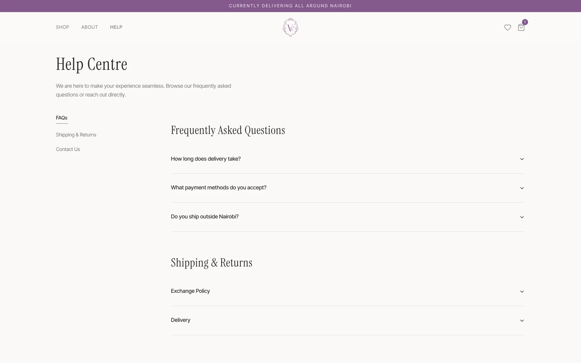 Velvet Emporium inventory management interface